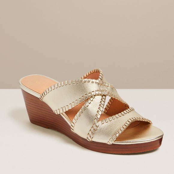Jack Rogers Shoes - Jack Rogers 8.5W Jackie platinum mid-heel wedge